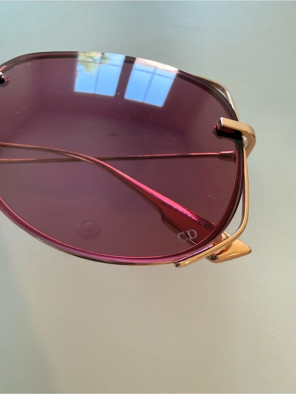 Dior Women's Sunglasses with Pink Lenses and Gold Frame